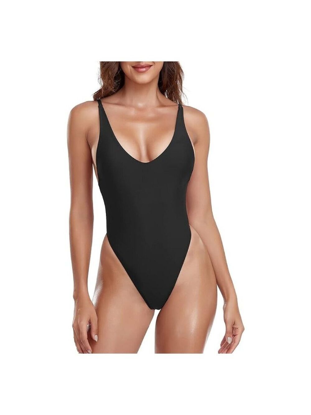 RELLECIGA Women's One Piece Thong Swimsuit  3XL Black NWT